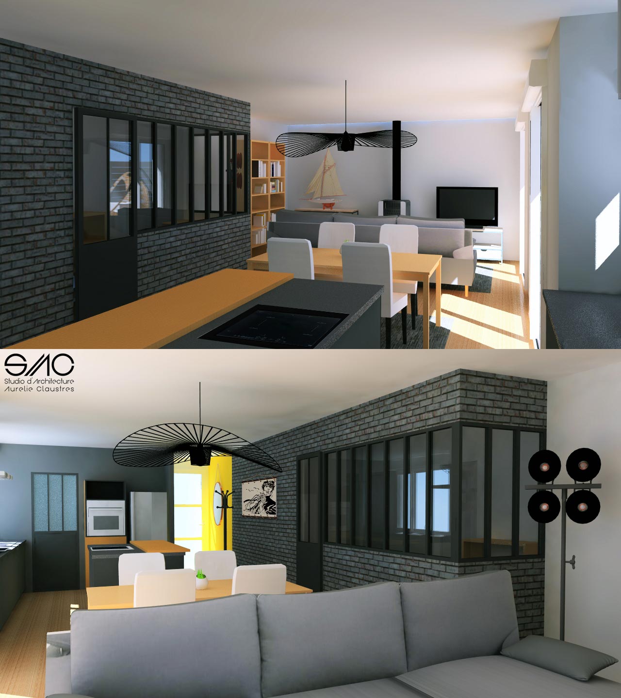 Réaménagement intérieur d´un niveau de maison converti en appartement sur Bréal sous Montfort